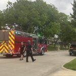 Garland Fire Department responding to a fire on Toler Trail