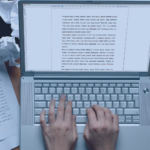 Photo of an aspiring writer typing