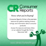 Consumer Reports graphic with Garland Public Library