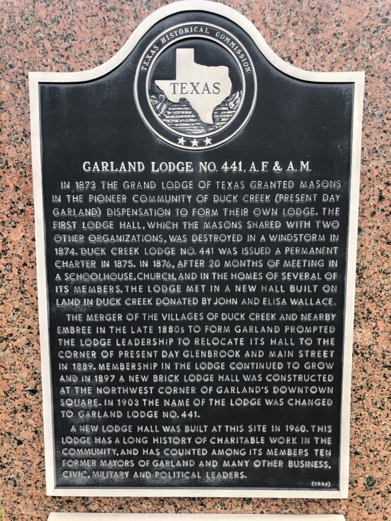 Photo of Garland Lodge No. 441, A.F. & A.M. Historical Marker