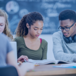 middle school students studying