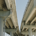 Photo lookup up under highway exchange bridges