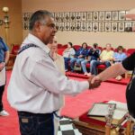 Sam Golden Trowel Handshake Garland Masonic Lodge No. 441